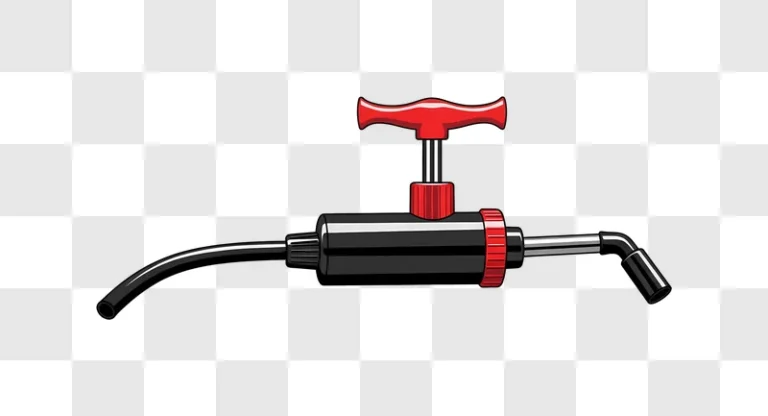 red handle bicycle pump on black