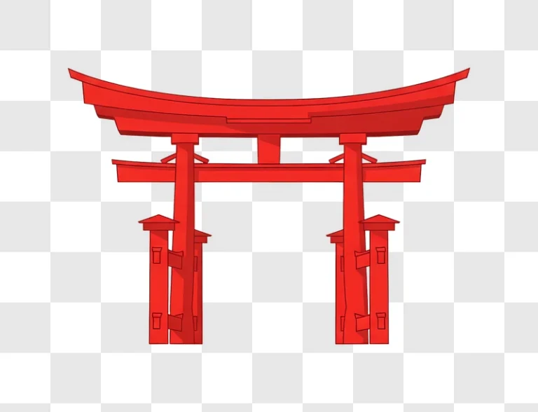 red japanese torii gate flat illustration