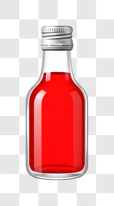 red liquid in glass bottle with silver cap