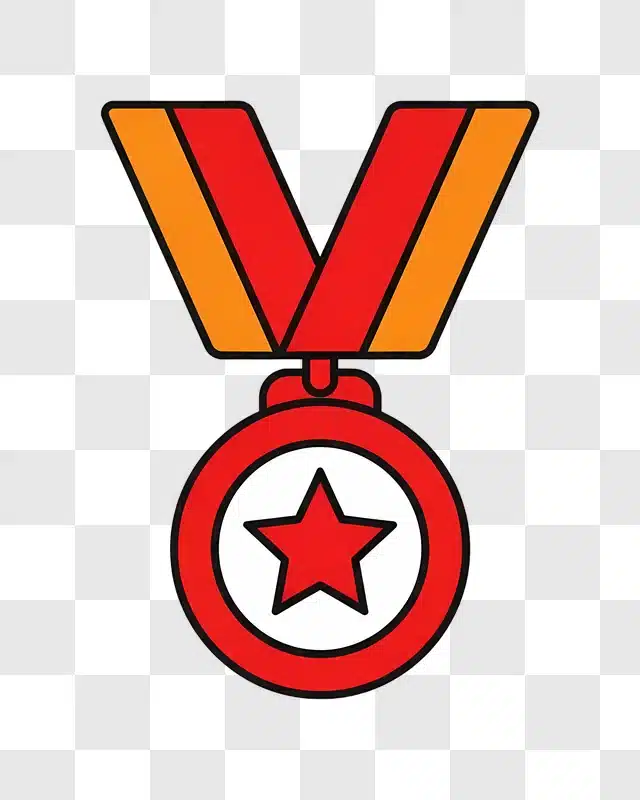 red medal with star on colorful background