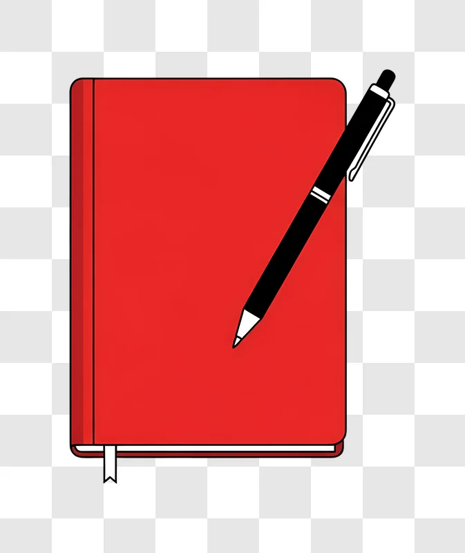 red notebook with black pen illustration