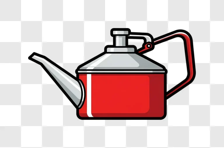 red oil can with silver spout and handle