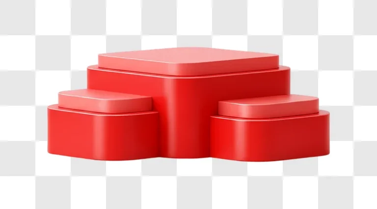 red podium steps with white trim