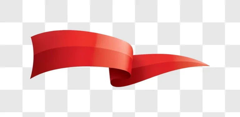 red ribbon swirling on a gradient background