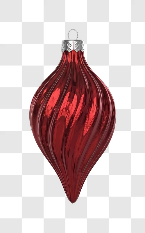 red swirled christmas ornament with silver cap