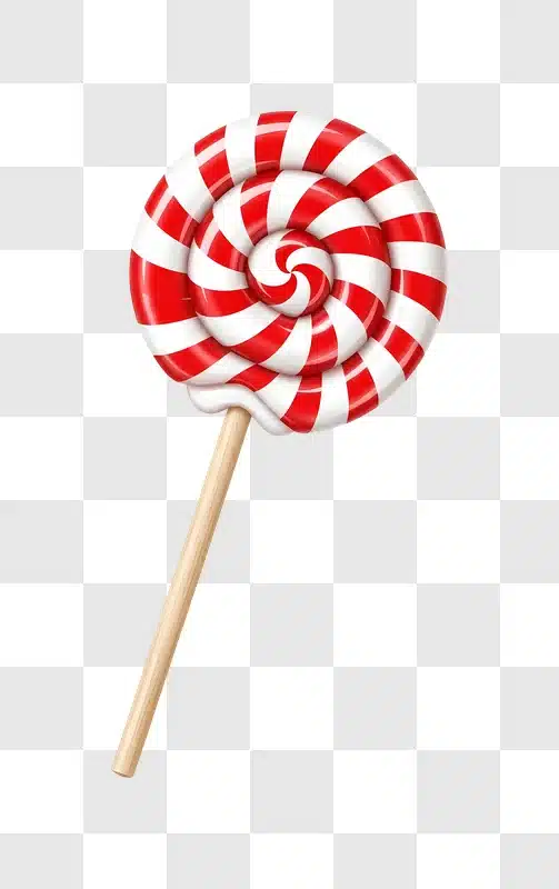 red and white swirl lollipop on stick