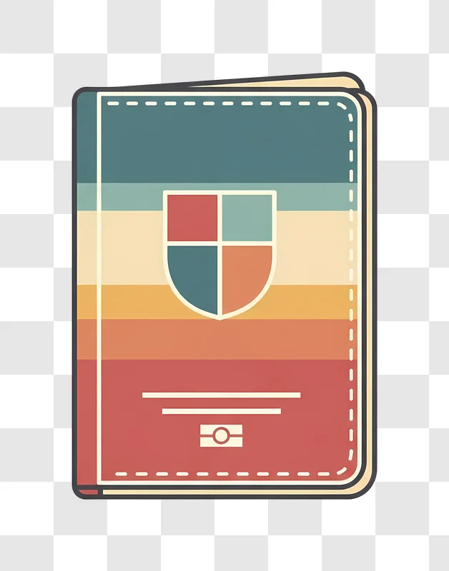 retro passport with shield and stripes