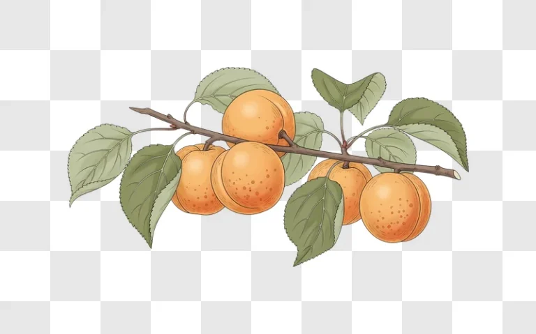 ripe apricots on a branch with leaves
