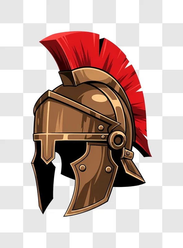 roman helmet with red crest