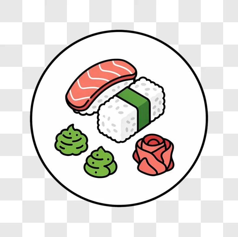 salmon sushi with wasabi and ginger