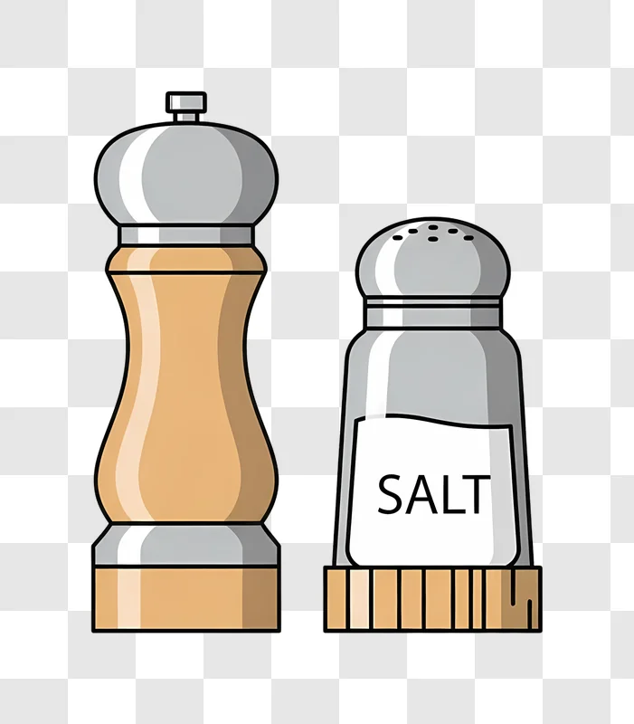 salt shaker and pepper mill flat illustration