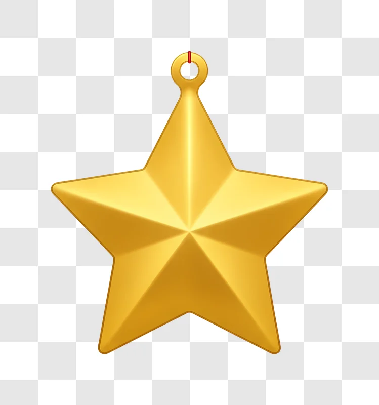 shiny golden star ornament with loop