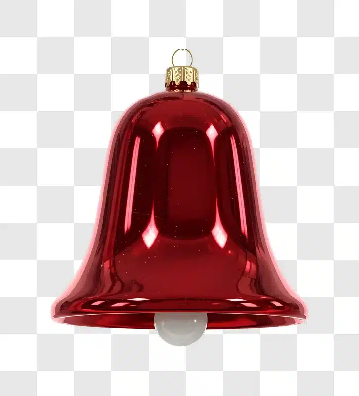 shiny red christmas bell ornament with gold top