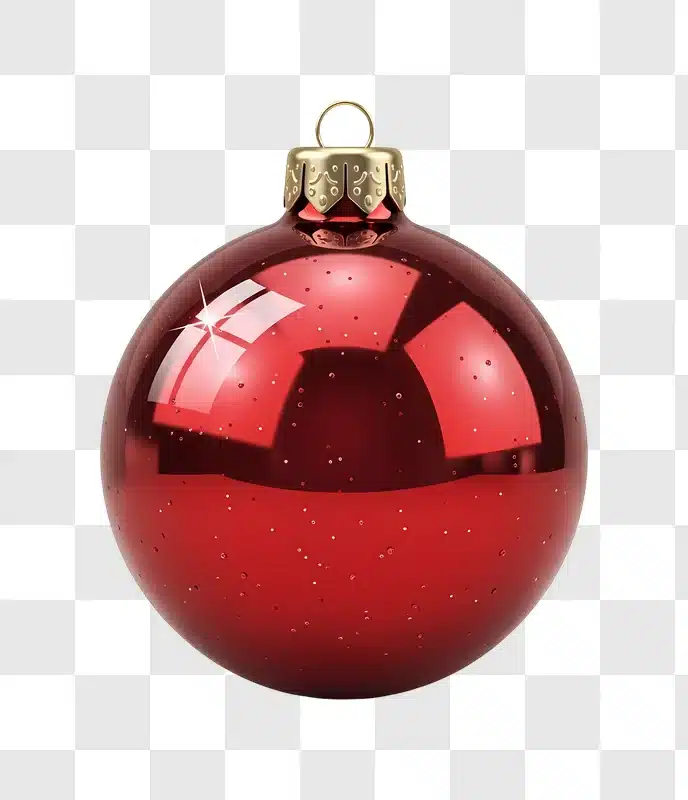 shiny red christmas ornament with gold cap