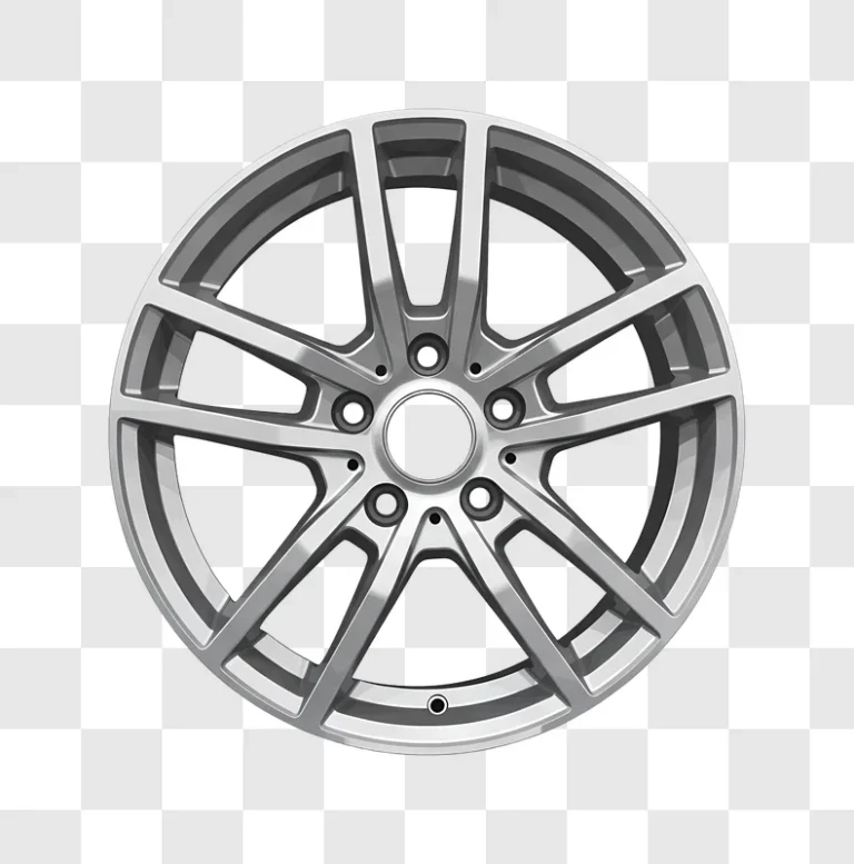 shiny silver multi spoke alloy wheel isolated view