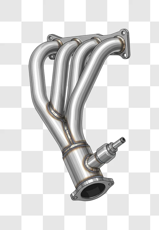 shiny welded performance exhaust header isolated