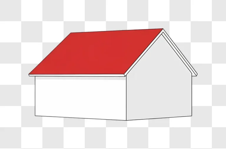simple graphic white house with red roof
