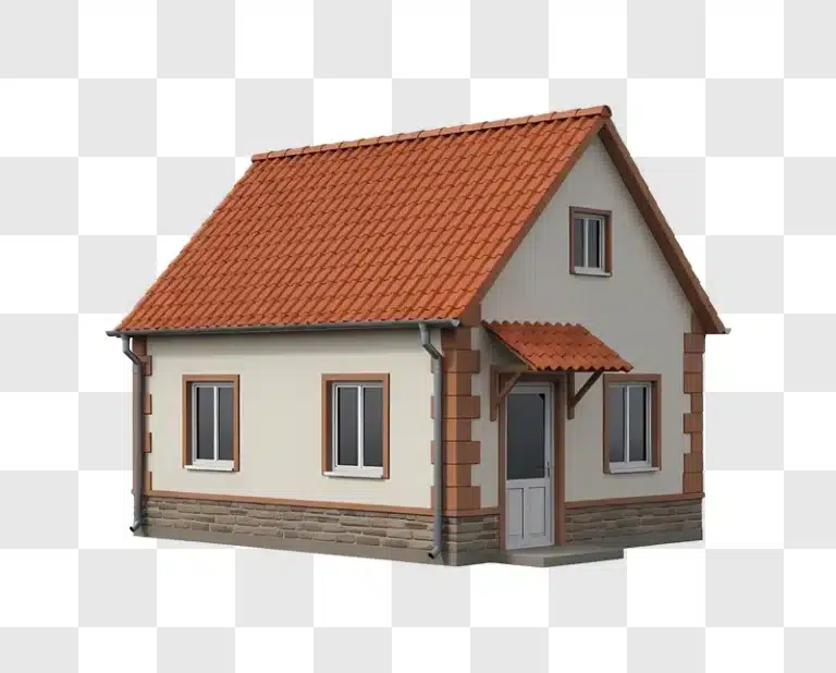 small house with red tiled roof