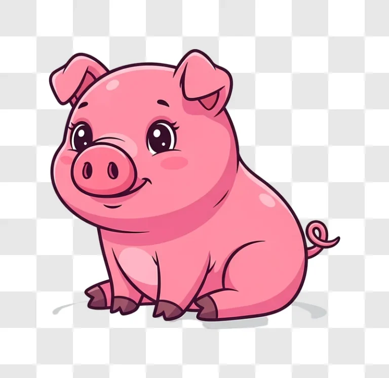 smiling cartoon pink pig