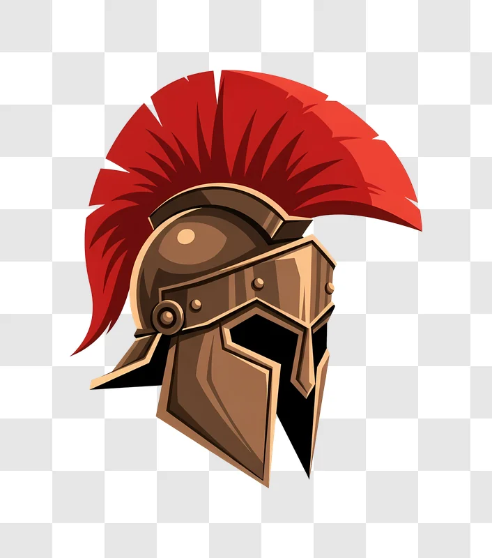 spartan helmet with red plume illustration