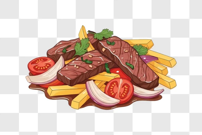 steak fries with tomatoes and onion