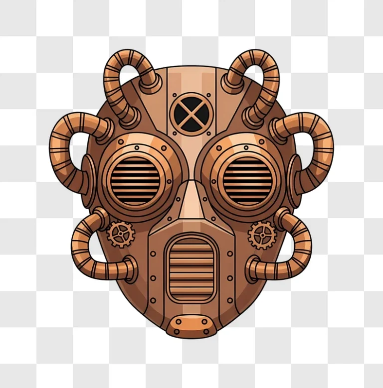 steampunk robotic face mask illustration