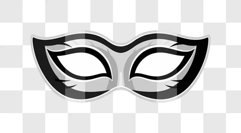 stylized grayscale masquerade mask on white