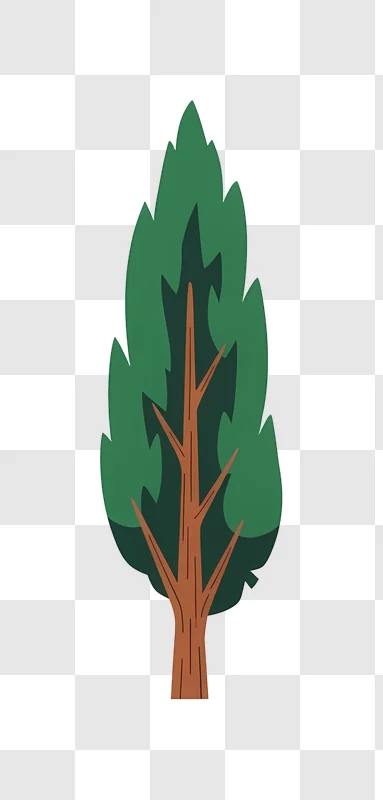 stylized green tree with brown trunk