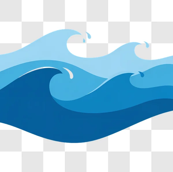 stylized layered blue waves vector art