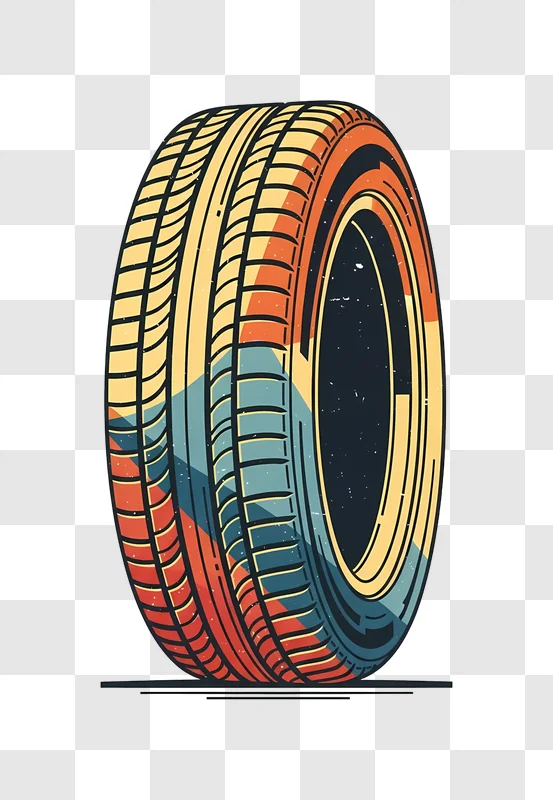 stylized tire with geometric patterns