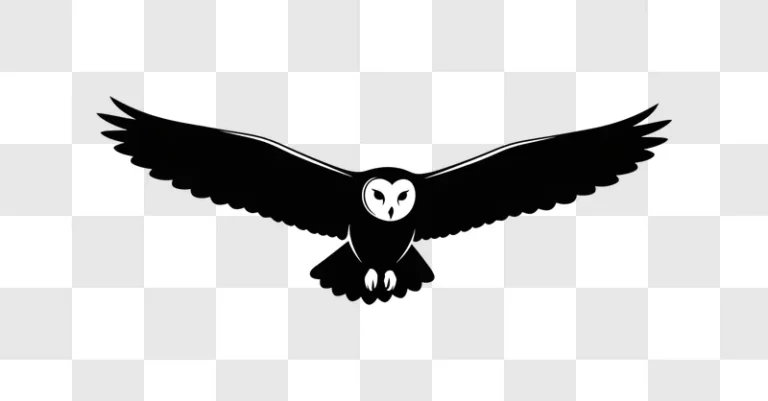 stylized white owl in flight silhouette