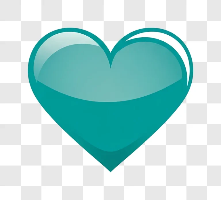 teal glossy heart shape with white highlights