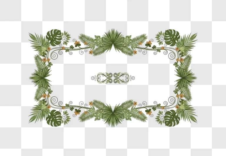 tropical floral border with swirling vines