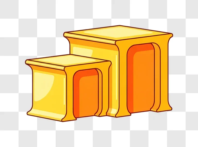 two golden stools on a plain surface