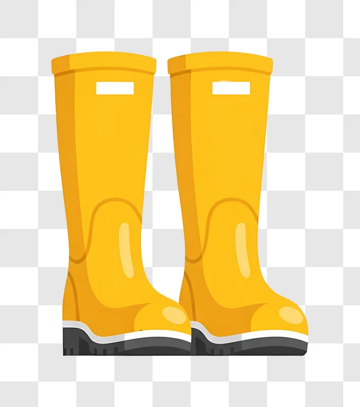 two shiny yellow rubber boots on white