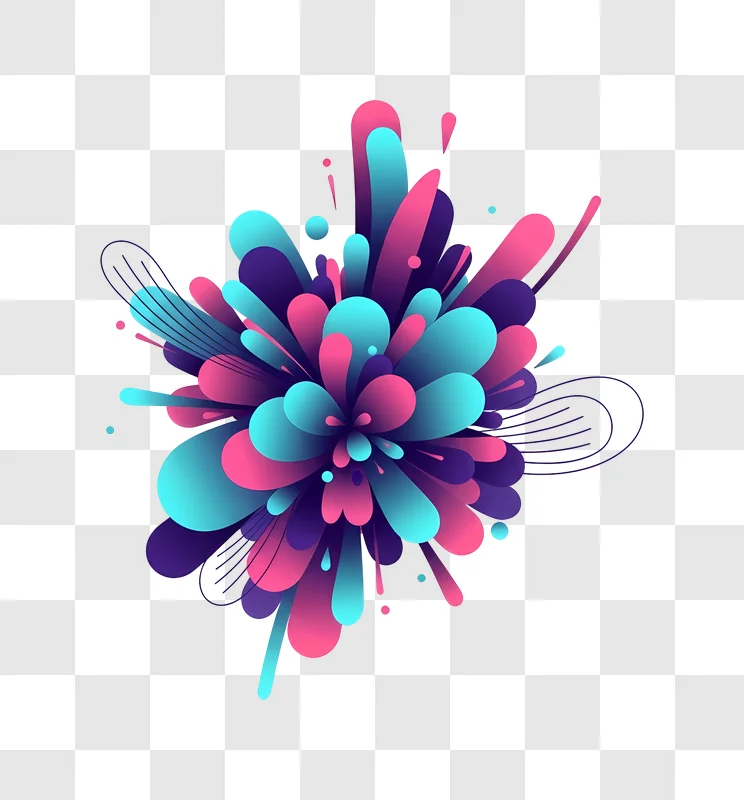 vibrant abstract burst with pink and teal