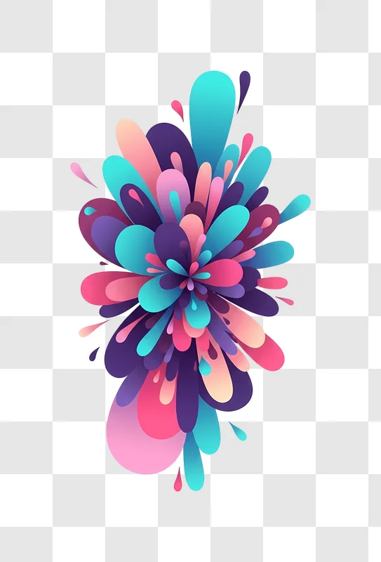 vibrant abstract floral explosion on gradient background