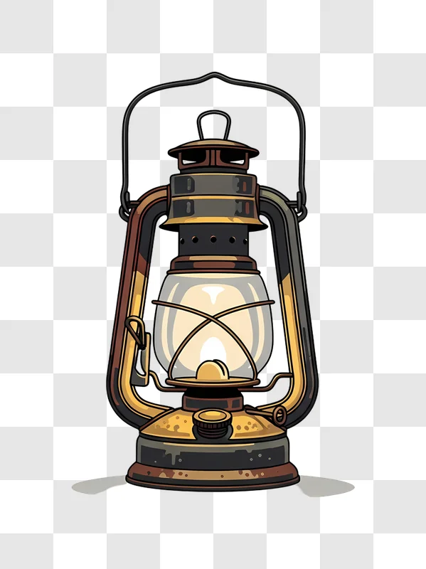 vintage oil lamp with glowing wick