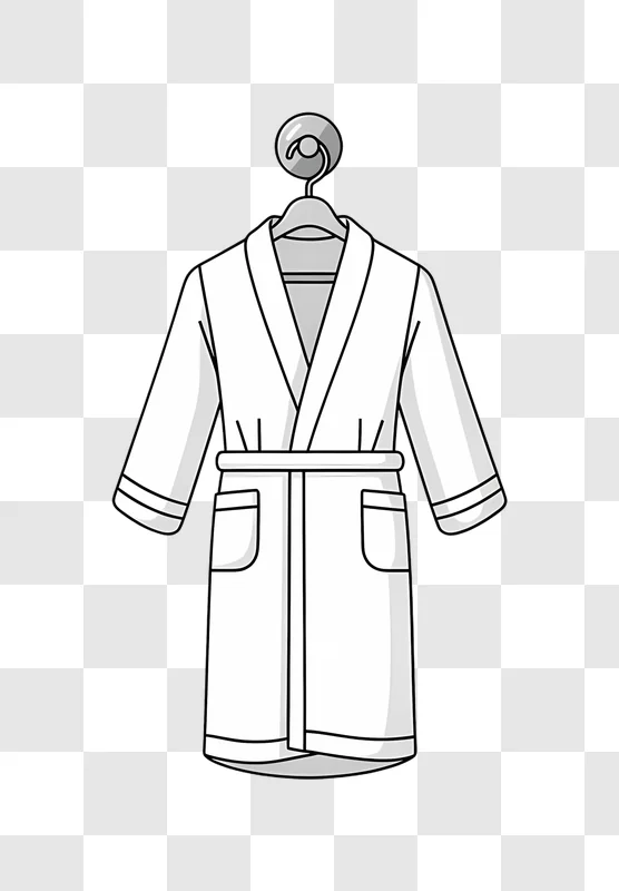 white bathrobe illustration hanging on hanger