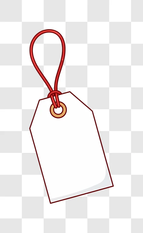 white blank tag with red string on purple background