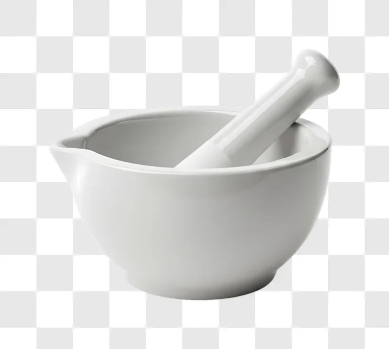 white ceramic mortar and pestle
