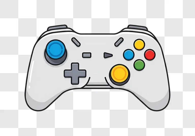 white gaming controller cartoon illustration
