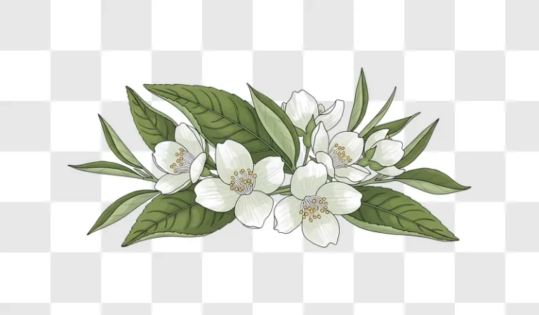 white jasmine flowers and green leaves