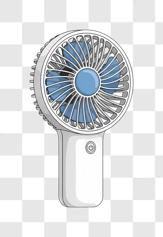 white portable fan blue blades illustration