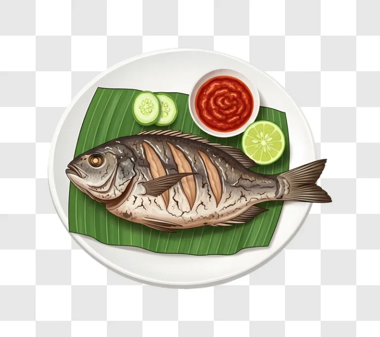 whole grilled fish with chili sauce and lime