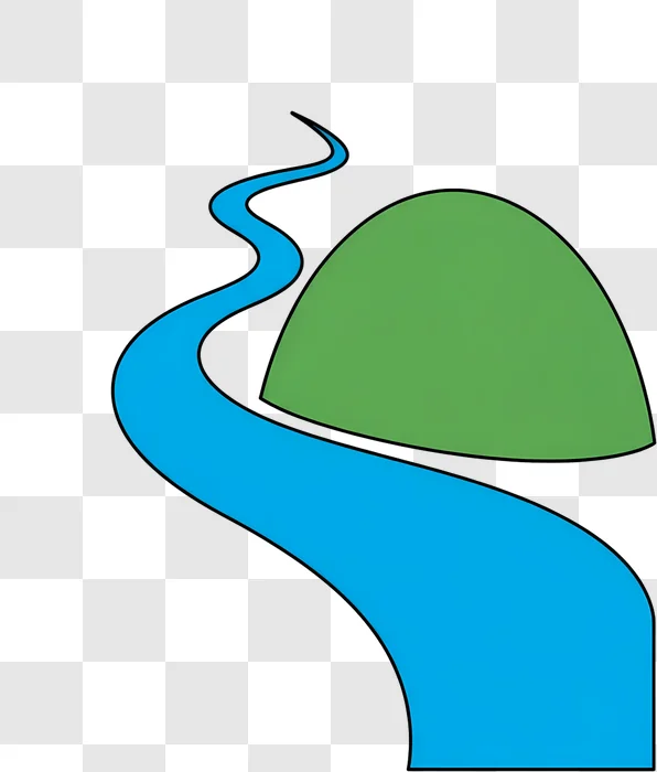 winding blue river beside green hill