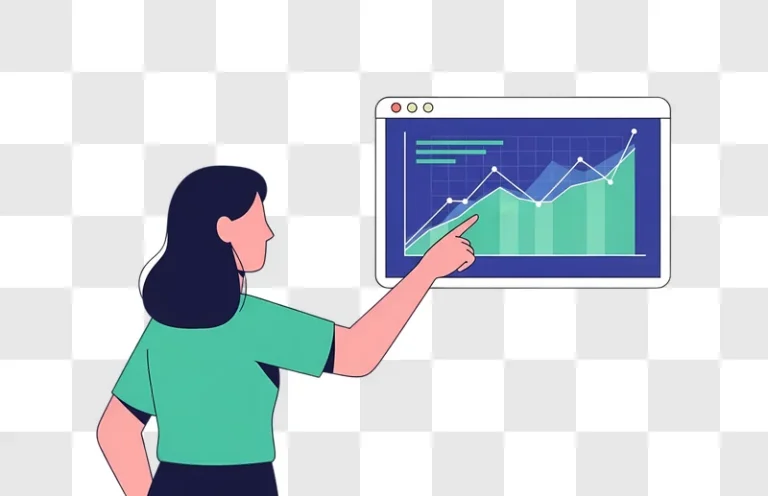 woman pointing at growth chart illustration