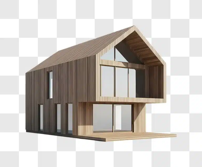 wooden house with large windows
