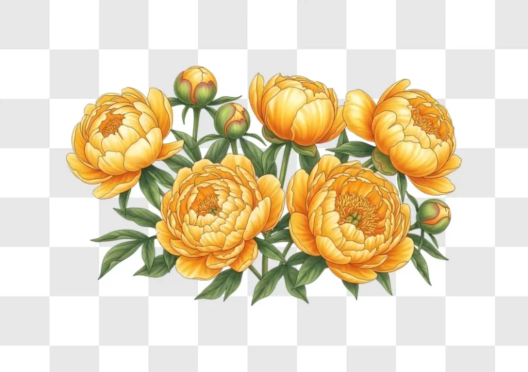 yellow peony flowers in bloom