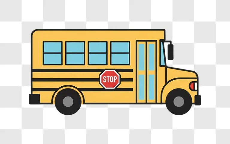 yellow school bus with stop sign illustration